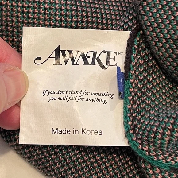 AWAKE NY Black & Green Crew Neck Relaxed Fit Sweater - Size Small - EUC - Picture 6 of 15